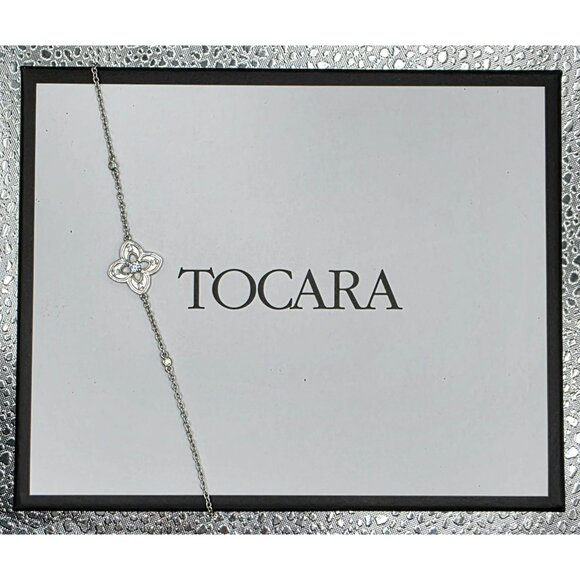 New Tocara Sterling Silver DiAmi Crystal Flower Pendant Bracelet Clover Floral - Picture 2 of 12
